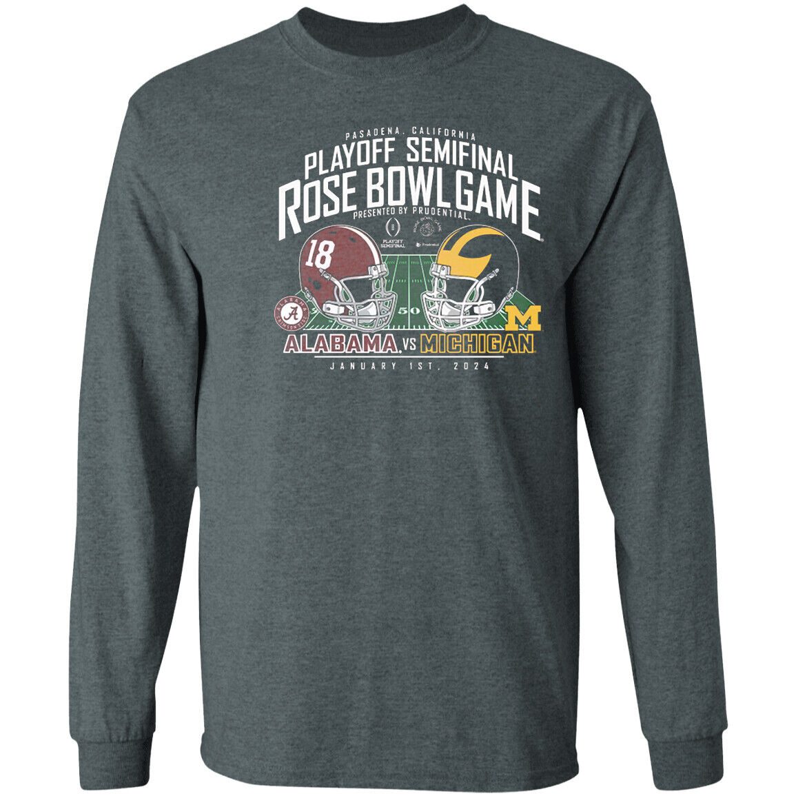 Michigan-vs.-Alabama-College-Football-Playoff-2024-Sugar-Bowl-Matchup-Unisex-LongSleeve-Shirt Michigan vs. Alabama College Football Playoff 2024 Sugar Bowl Matchup Unisex LongSleeve Shirt