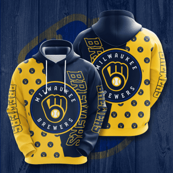 Milwaukee Brewers Logo 3D Unisex Pullover Hoodie - Navy Yellow IHT1824