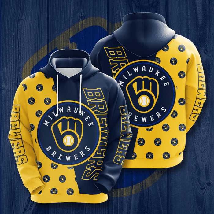 Milwaukee-Brewers-Logo-3D-Unisex-Pullover-Hoodie-Navy-Yellow-IHT1824 Milwaukee Brewers Logo 3D Unisex Pullover Hoodie - Navy Yellow IHT1824