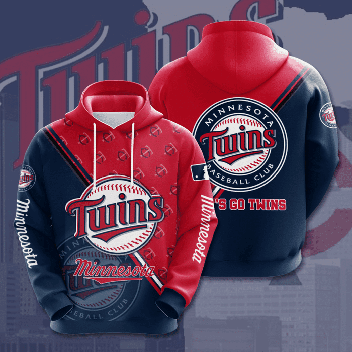 Minnesota-Twins-Logo-Lets-Go-Twins-3D-Unisex-Pullover-Hoodie-Red-Navy-IHT1816 Minnesota Twins Logo Let's Go Twins 3D Unisex Pullover Hoodie - Red Navy IHT1816
