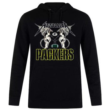NFL Green Bay Packers Logo Black Metallica Wings Unisex Pullover Hoodie