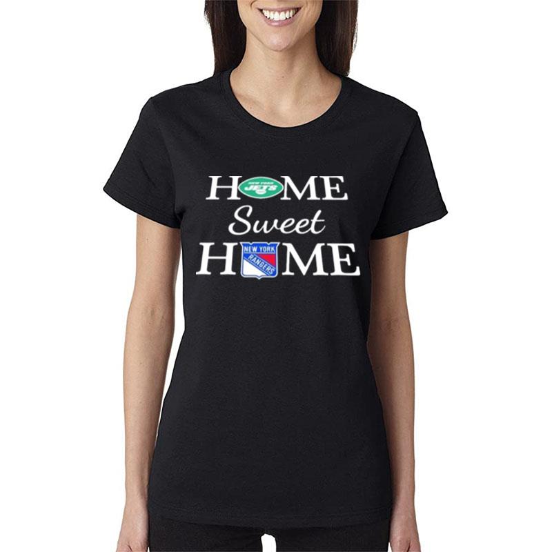 New-York-Jets-And-New-York-Rangers-Home-Sweet-Home-Women-Lady-T-Shirt New York Jets And New York Rangers Home Sweet Home Women Lady T-Shirt