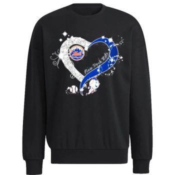 New York Mets Baseball Glitter Heart 2023 Unisex Sweatshirt