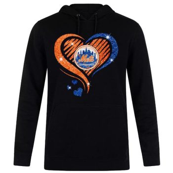 New York Mets Football Heart Diamond Unisex Pullover Hoodie