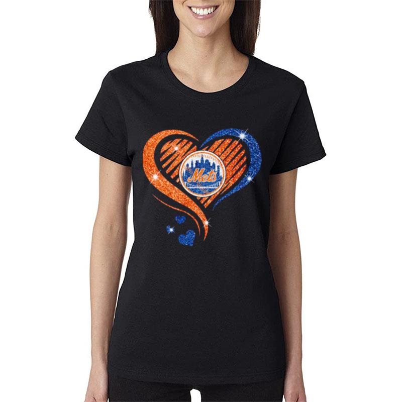 New-York-Mets-Football-Heart-Diamond-Women-Lady-T-Shirt New York Mets Football Heart Diamond Women Lady T-Shirt