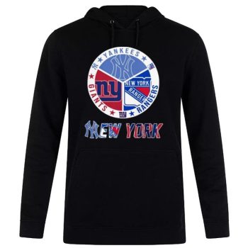 New York Team Logo New York Knicks New York Devils New York Giants New York Mets Unisex Pullover Hoodie