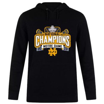 Notre Dame Fighting Irish Blue 84 2023 NCAA Lacrosse National Champions Unisex Pullover Hoodie