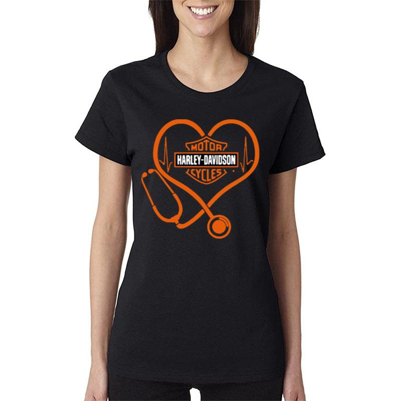 Nurse-Stethoscope-Motor-Harley-Davidson-Women-Lady-T-Shirt Nurse Stethoscope Motor Harley Davidson Women Lady T-Shirt