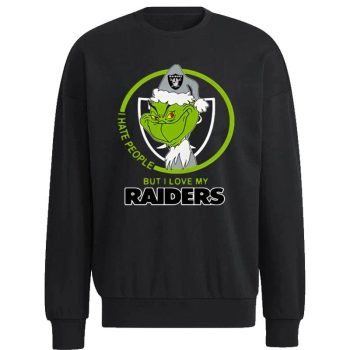 Oakland Raiders Nfl Christmas Grinch Santa I Hate People But I Love My Raiders Unisex Sweatshirt