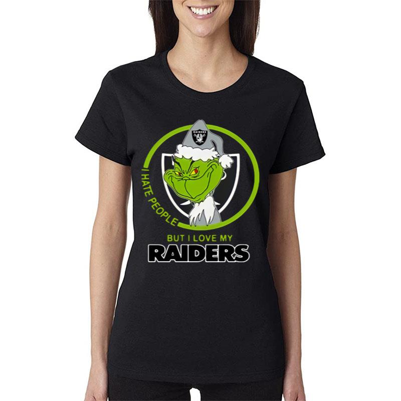 Oakland-Raiders-Nfl-Christmas-Grinch-Santa-I-Hate-People-But-I-Love-My-Raiders-Women-Lady-T-Shirt Oakland Raiders Nfl Christmas Grinch Santa I Hate People But I Love My Raiders Women Lady T-Shirt