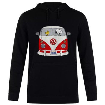 Official Snoopy And Woodstock Driving Hippie Volkswagen Beetle Unisex Pullover Hoodie