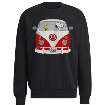 Official Snoopy And Woodstock Driving Hippie Volkswagen Beetle Unisex Sweatshirt