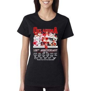 Oklahoma Sooners 128Th Anniversary 1895 2023 Thank You For The Memories Signatures Women Lady T-Shirt