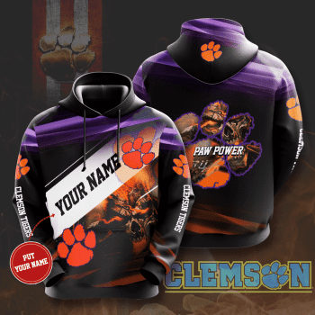 Personalized Clemson Tigers Orange Skull 3D Unisex Pullover Hoodie - Black IHT2389