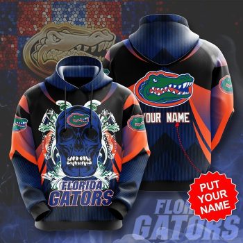 Personalized Florida Gators Football Team Blue Skull Art Unisex 3D Pullover Hoodie - Blue IHT1535