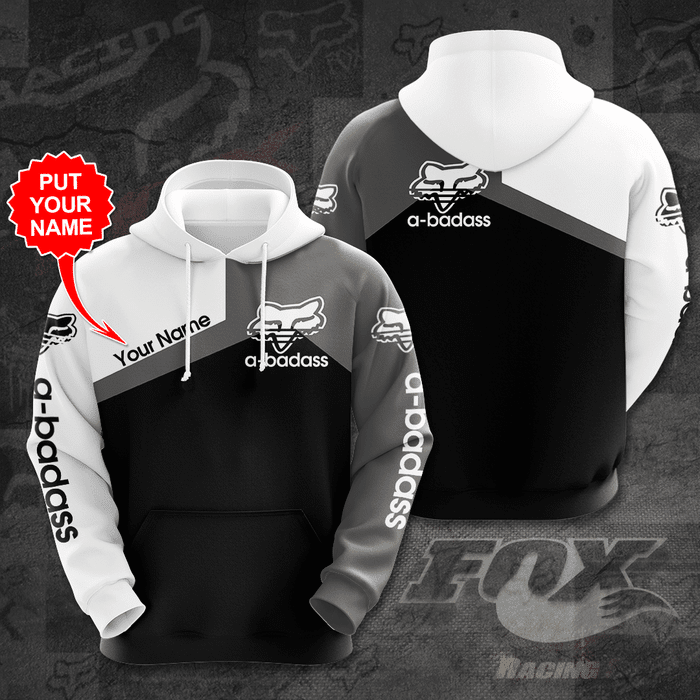 Personalized-Fox-Racing-A-badass-3D-Unisex-Pullover-Hoodie-Black-White-IHT1836 Personalized Fox Racing A-badass 3D Unisex Pullover Hoodie - Black White IHT1836