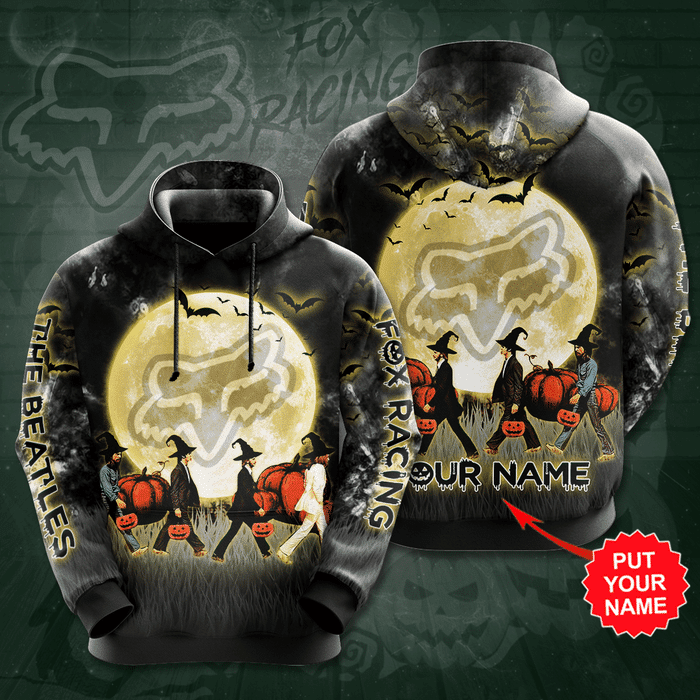 Personalized-Fox-Racing-The-Beatles-Halloween-Theme-3D-Unisex-Pullover-Hoodie-Black-IHT1839 Personalized Fox Racing The Beatles Halloween Theme 3D Unisex Pullover Hoodie - Black IHT1839