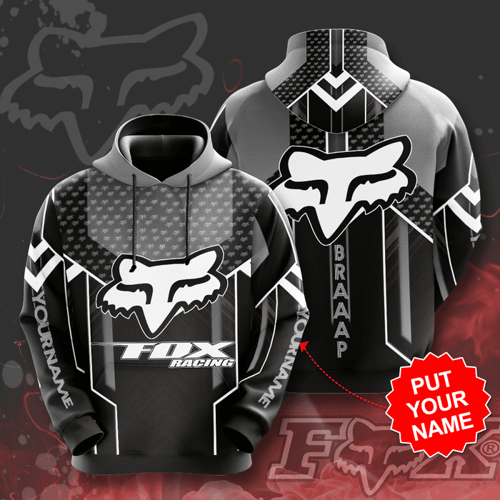 Personalized-Fox-Racing-Unisex-3D-Pullover-Hoodie-Black-IHT1475 Personalized Fox Racing Unisex 3D Pullover Hoodie - Black IHT1475