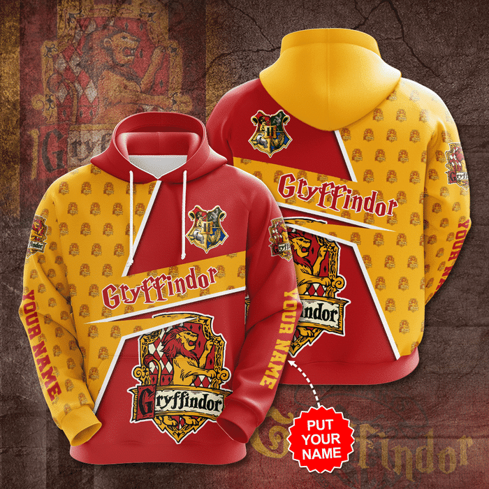 Personalized-Harry-Potter-Gryffindor-Hogwarts-3D-Unisex-Pullover-Hoodie-Red-Yellow-IHT1768 Personalized Harry Potter Gryffindor Hogwarts 3D Unisex Pullover Hoodie - Red Yellow IHT1768
