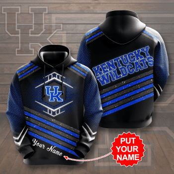 Personalized Kentucky Wildcats 3D Glittering Stripes Unisex Pullover Hoodie - Black IHT2438