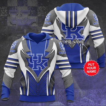Personalized Kentucky Wildcats 3D Unisex Pullover Hoodie - Neon Blue Gray IHT2523