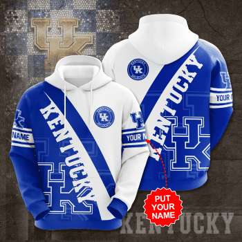 Personalized Kentucky Wildcats 3D Unisex Pullover Hoodie - Neon Blue White IHT2247