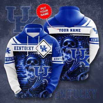 Personalized Kentucky Wildcats Basketball Pharaoh Skull Team Unisex 3D Pullover Hoodie - Blue IHT1508