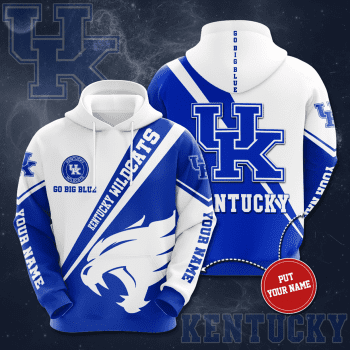 Personalized Kentucky Wildcats Go Big Blue 3D Unisex Pullover Hoodie - Neon Blue White IHT2608