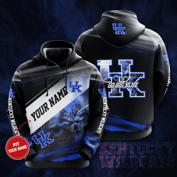 Personalized Kentucky Wildcats Go Big Blue Team Unisex 3D Pullover Hoodie - Black IHT1413