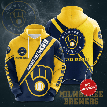 Personalized Milwaukee Brewers Brewer Fever 3D Unisex Pullover Hoodie - Yellow Navy IHT1840