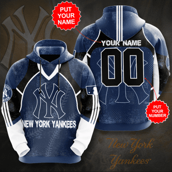 Personalized New York Yankees Baseball Unisex 3D Pullover Hoodie - Blue IHT1428