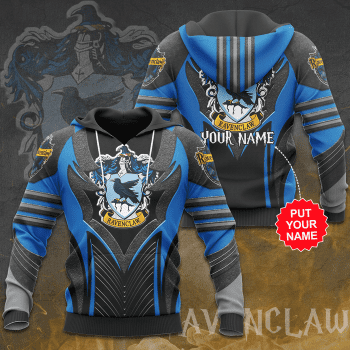 Personalized Ravenclaw Harry Potter Hogwarts 3D Unisex Pullover Hoodie - Gray Blue IHT1775