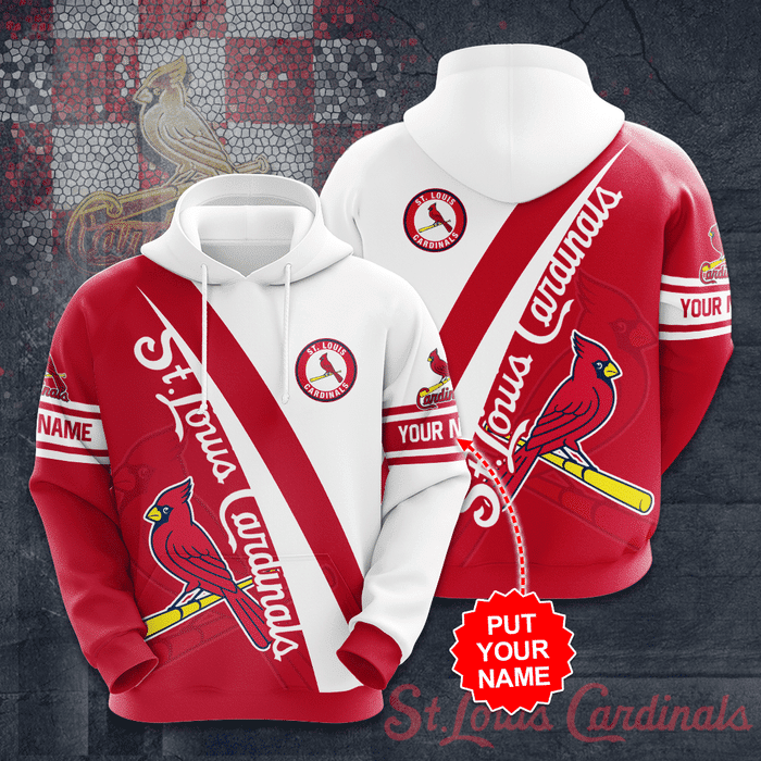 Personalized-St.-Louis-Cardinals-3D-Unisex-Pullover-Hoodie-Red-White-IHT1781 Personalized St. Louis Cardinals 3D Unisex Pullover Hoodie - Red White IHT1781