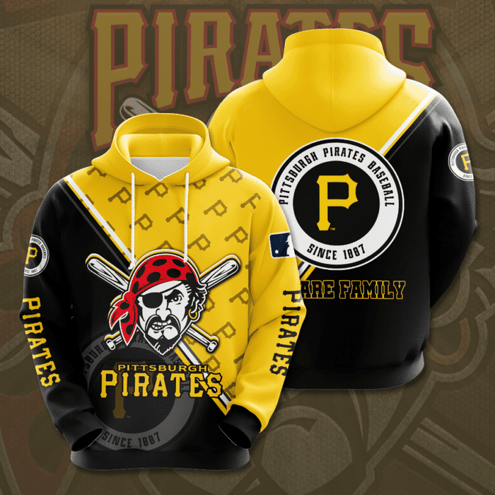 Pittsburgh-Pirates-Since-1887-3D-Unisex-Pullover-Hoodie-Black-Yellow-IHT1822 Pittsburgh Pirates Since 1887 3D Unisex Pullover Hoodie - Black Yellow IHT1822