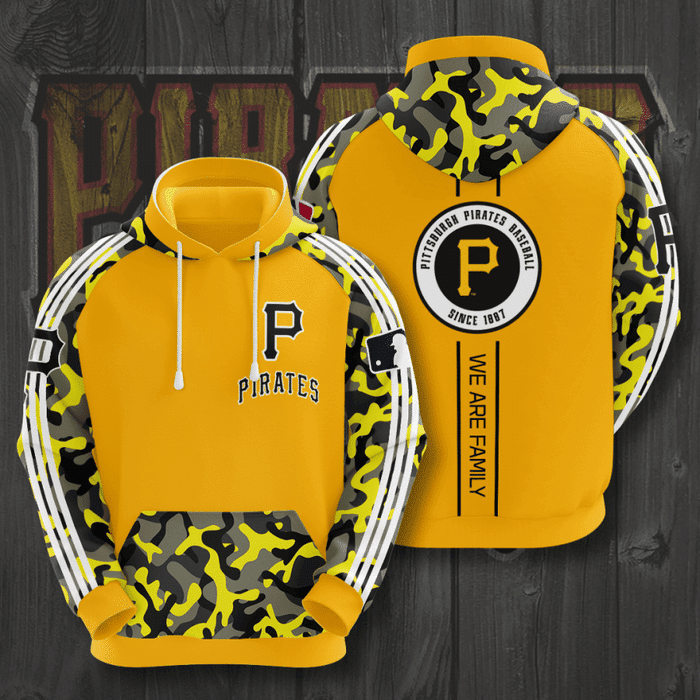 Pittsburgh-Pirates-We-Are-Family-Camo-Pullover-3D-Hoodie-Yellow-IHT2628 Pittsburgh Pirates We Are Family Camo Pullover 3D Hoodie - Yellow IHT2628