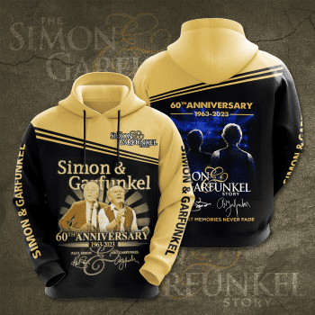 Simon & Garfunkel Signatures 60th Anniversary 3D Unisex Pullover Hoodie - Black Light Yellow IHT1889