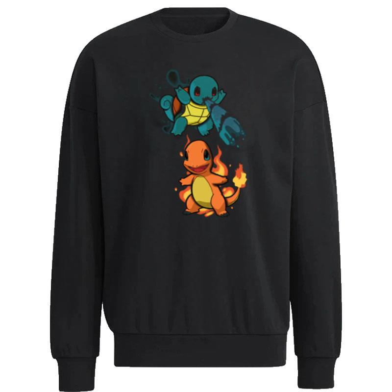 Squirtle-And-Charmander-Cartoon-Design-Pokemon-Unisex-Sweatshirt Squirtle And Charmander Cartoon Design Pokemon Unisex Sweatshirt