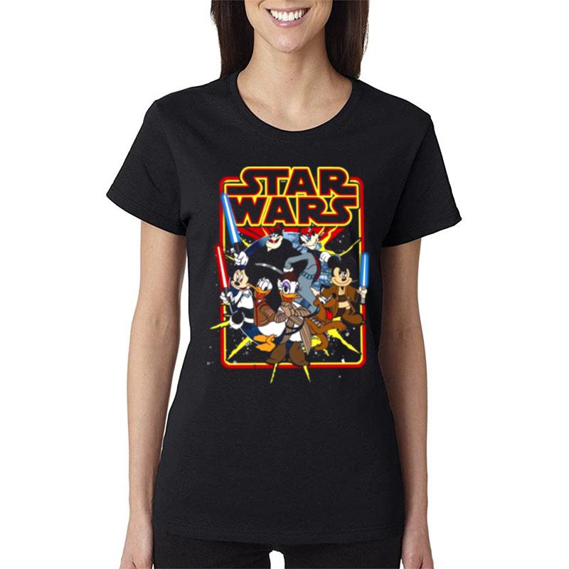 Star-Wars-Mickey-Disney-Characters-Women-Lady-T-Shirt Star Wars Mickey Disney Characters Women Lady T-Shirt