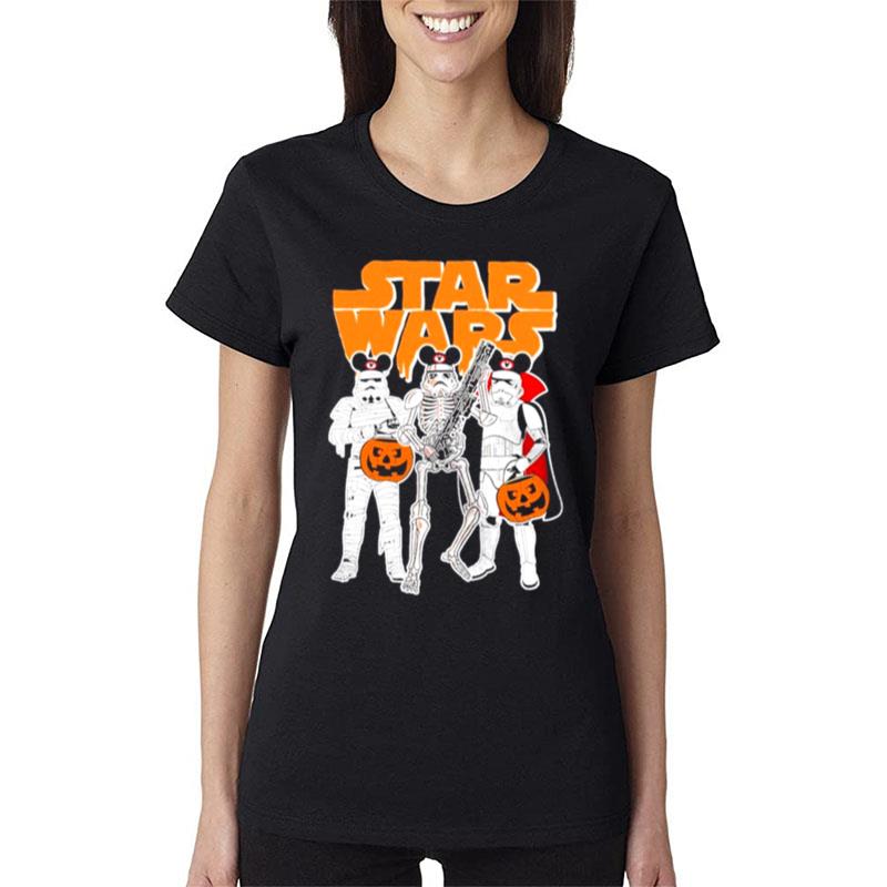 Star-Wars-Stormtrooper-Skeleton-Costume-Mickey-Ears-Halloween-Unisex-Women-Lady-T-Shirt Star Wars Stormtrooper Skeleton Costume Mickey Ears Halloween Unisex Women Lady T-Shirt