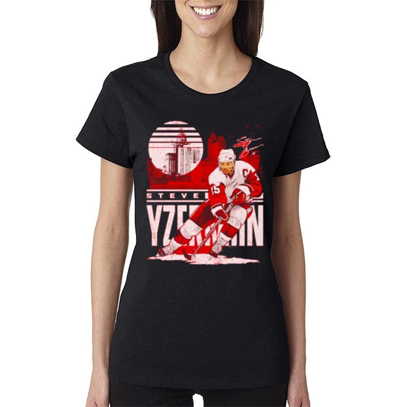 Steve-Yzerman-Detroit-Red-Wings-City-Skyline-Signature-Women-Lady-T-Shirt Steve Yzerman Detroit Red Wings City Skyline Signature Women Lady T-Shirt