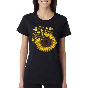 Sunflower Mickey Head Women Lady T-Shirt