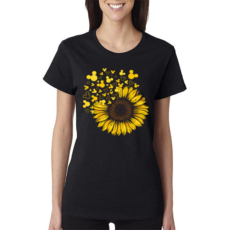 Sunflower-Mickey-Head-Women-Lady-T-Shirt Sunflower Mickey Head Women Lady T-Shirt