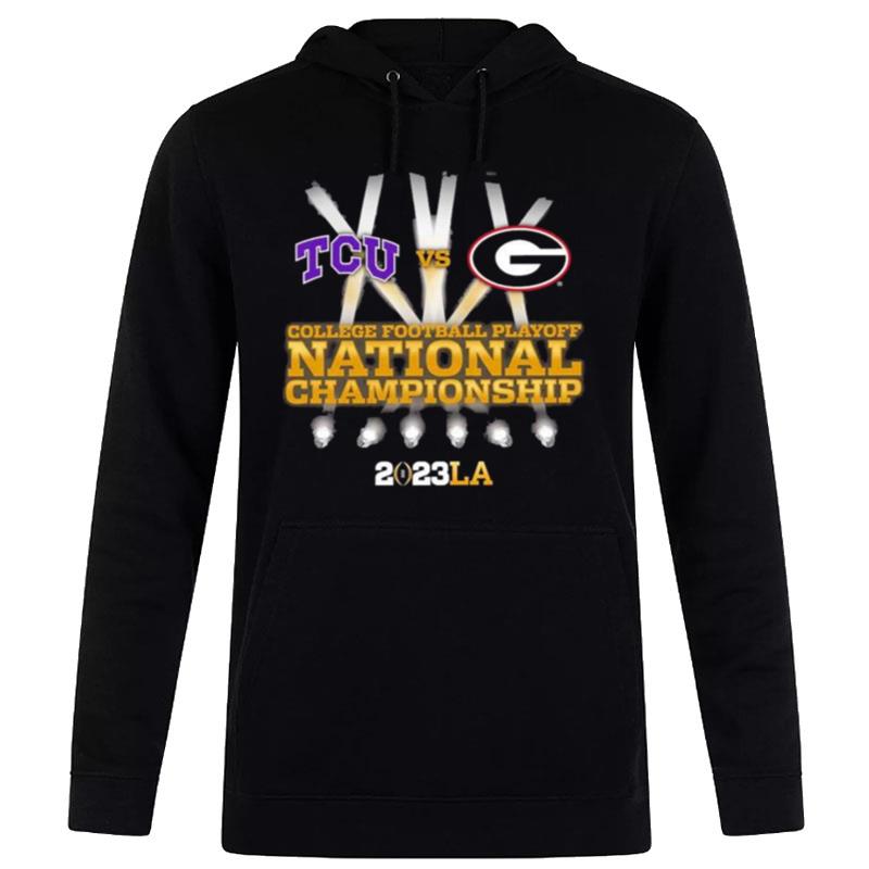 Tcu-Horned-Frogs-Vs-Georgia-Bulldogs-2023-Cfp-National-Championship-Game-Unisex-Pullover-Hoodie Tcu Horned Frogs Vs Georgia Bulldogs 2023 Cfp National Championship Game Unisex Pullover Hoodie