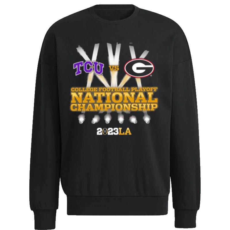 Tcu-Horned-Frogs-Vs-Georgia-Bulldogs-2023-Cfp-National-Championship-Game-Unisex-Sweatshirt Tcu Horned Frogs Vs Georgia Bulldogs 2023 Cfp National Championship Game Unisex Sweatshirt