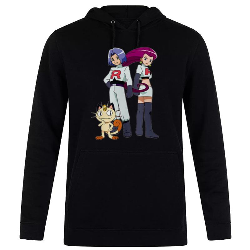 Team-Rocket-Members-Jessie-James-And-Meowth-In-The-Pokemon-Unisex-Pullover-Hoodie Team Rocket Members Jessie James And Meowth In The Pokemon Unisex Pullover Hoodie