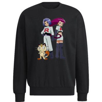 Team Rocket Members Jessie James And Meowth In The Pokemon Unisex Sweatshirt