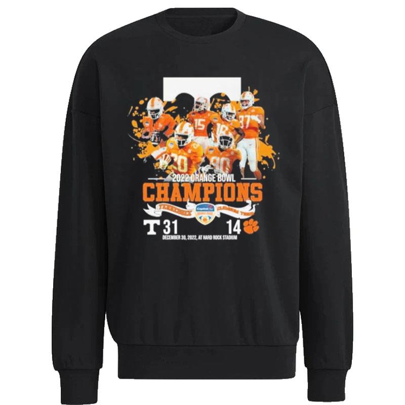 Tennessee-Volunteers-Vs-Clemson-Tiger-31-14-2022-Orange-Bowl-Champions-Unisex-Sweatshirt Tennessee Volunteers Vs Clemson Tiger 31 14 2022 Orange Bowl Champions Unisex Sweatshirt