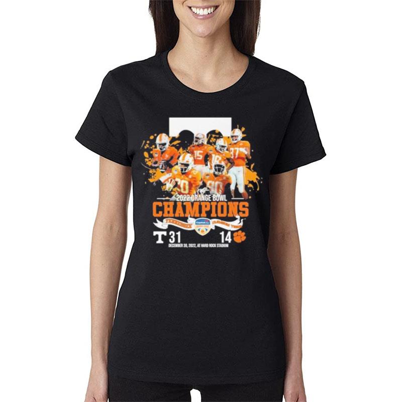 Tennessee-Volunteers-Vs-Clemson-Tiger-31-14-2022-Orange-Bowl-Champions-Women-Lady-T-Shirt Tennessee Volunteers Vs Clemson Tiger 31 14 2022 Orange Bowl Champions Women Lady T-Shirt