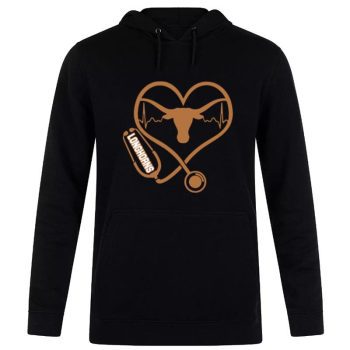 Texas Longhorns Football Nurse Stethoscope Love Heartbea Unisex Pullover Hoodie