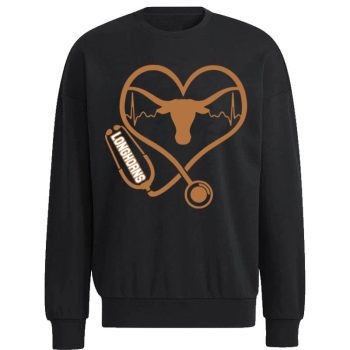 Texas Longhorns Football Nurse Stethoscope Love Heartbea Unisex Sweatshirt